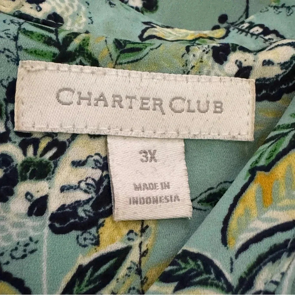 Charter Club 3X Shirt Top Blue Floral Sleeveless V Neck Pleated Casual Womens - Picture 5 of 7